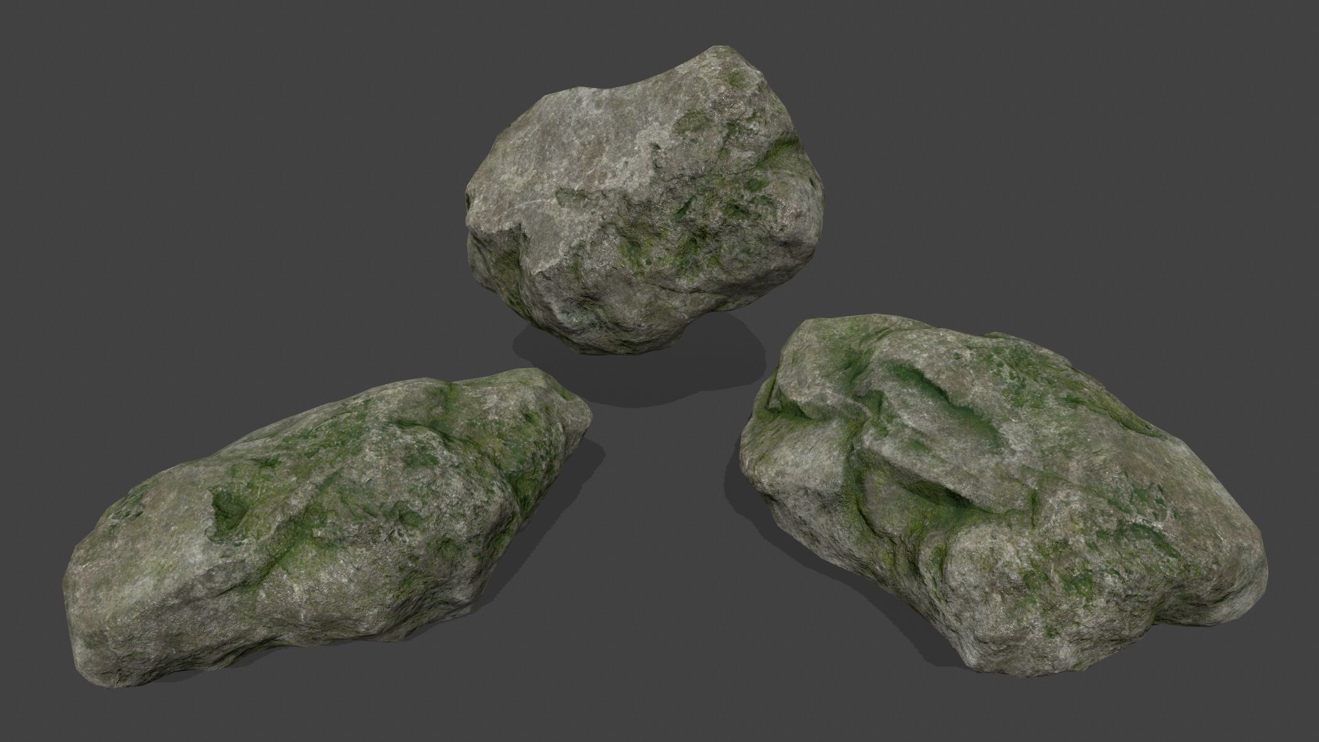mossy rocks set Low-poly 3D model_11