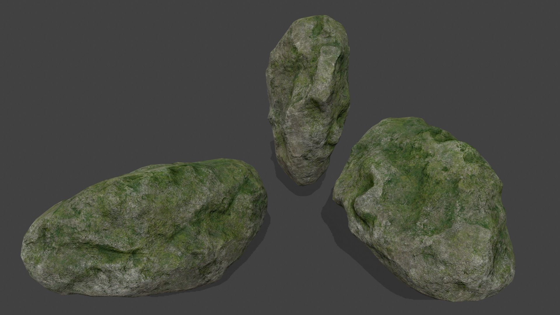 mossy rocks set Low-poly 3D model_15