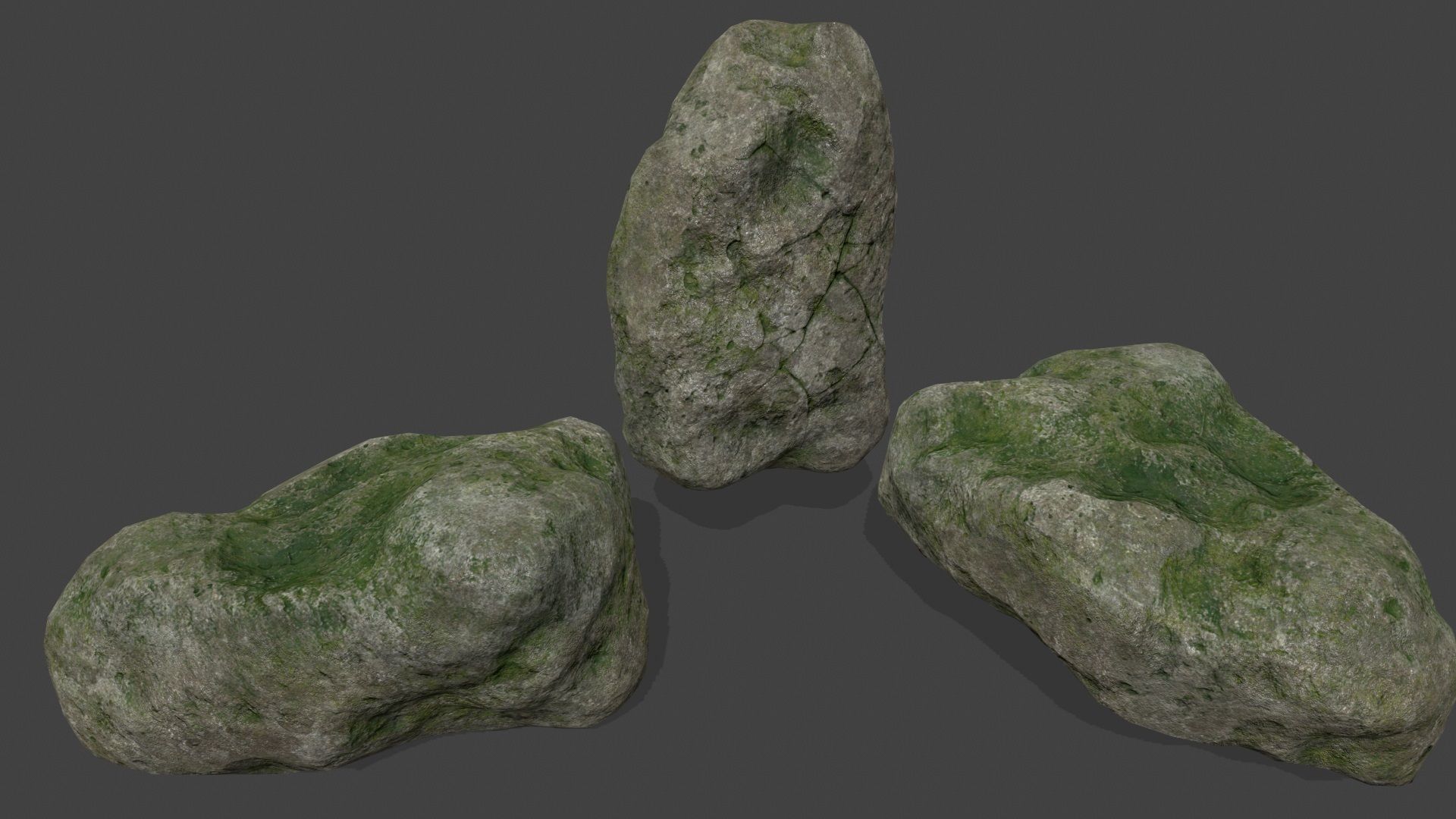 mossy rocks set Low-poly 3D model_10
