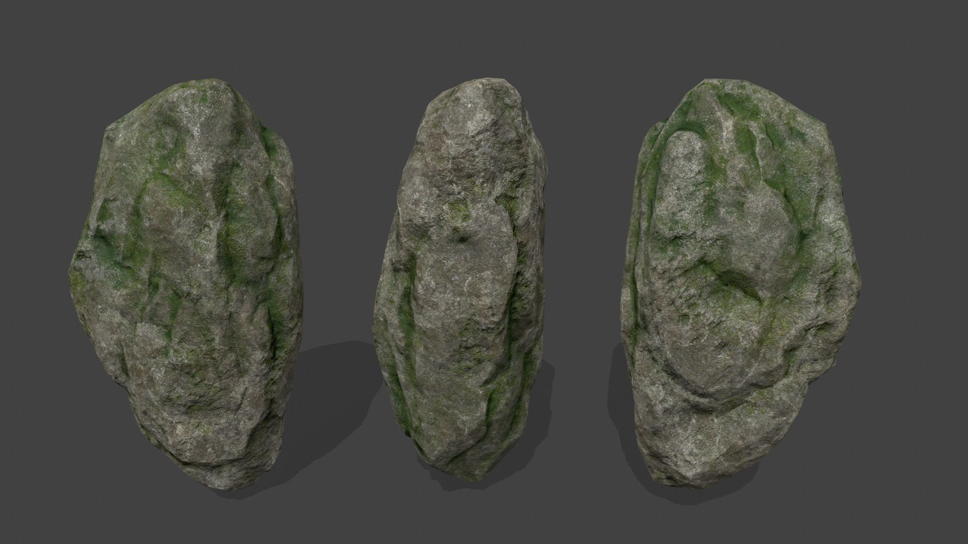 mossy rocks set Low-poly 3D model_14
