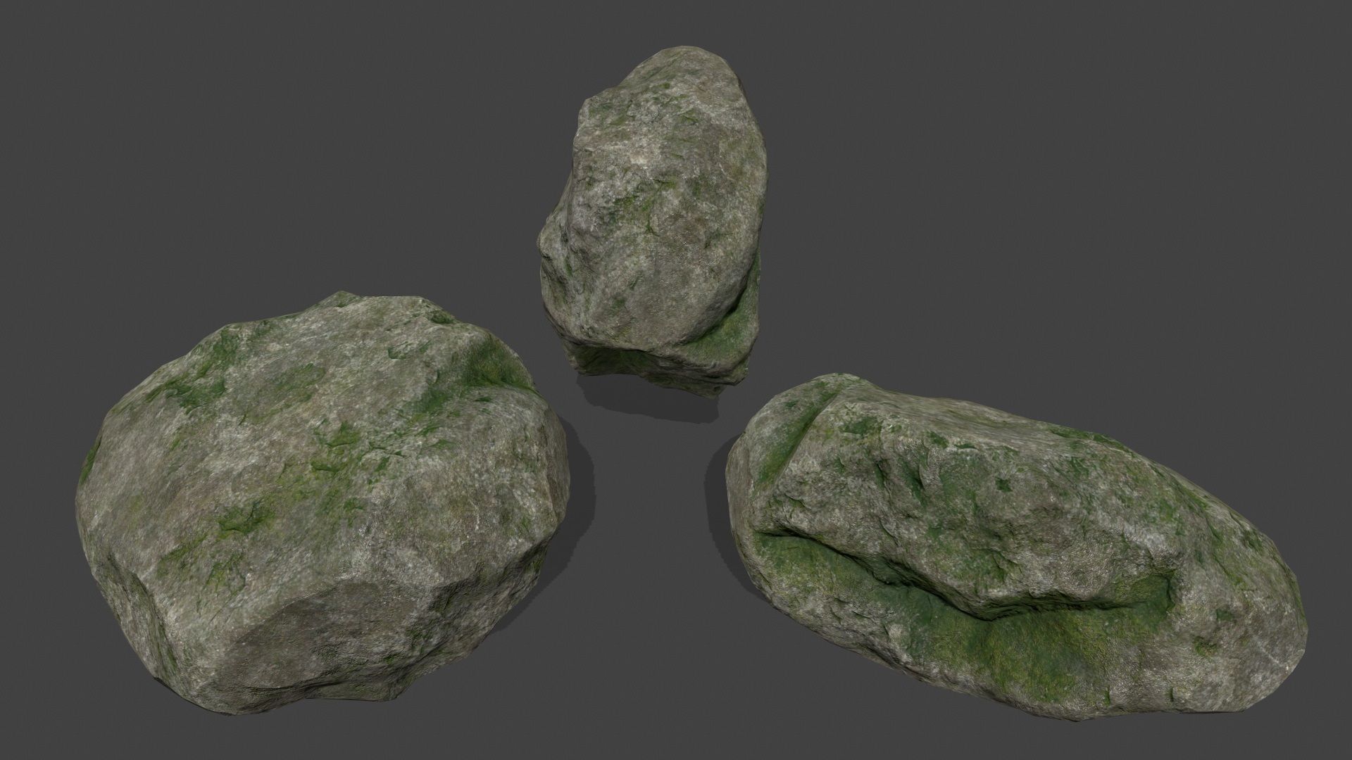 mossy rocks set Low-poly 3D model_13