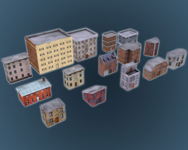 Low Poly Game Buildings Pack 01 Low-poly 3D model_2