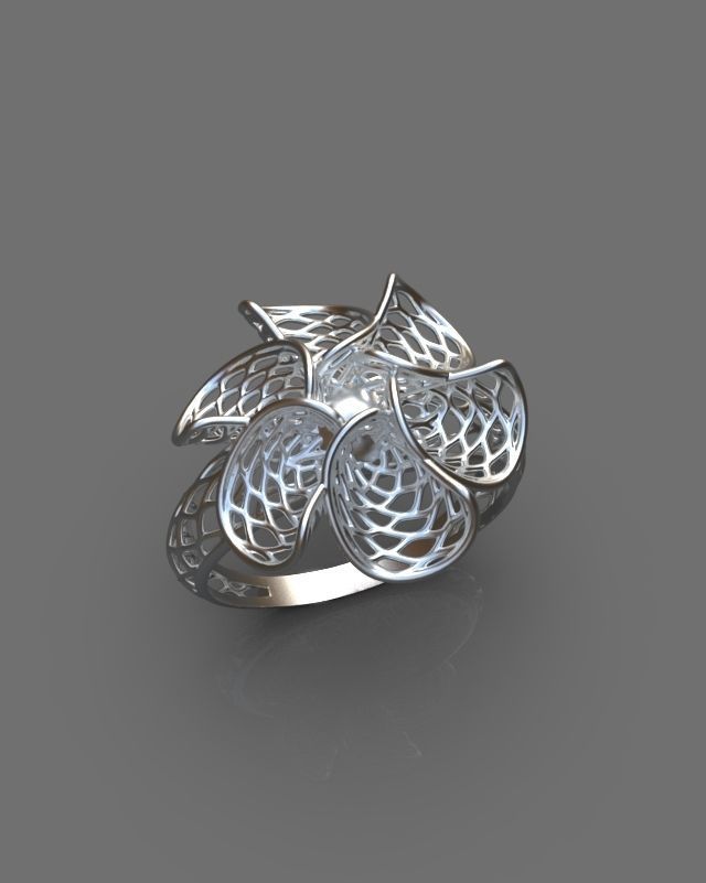 Floral ring 3D print model_5