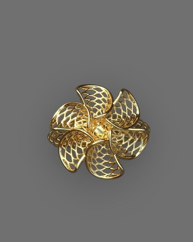 Floral ring 3D print model_10