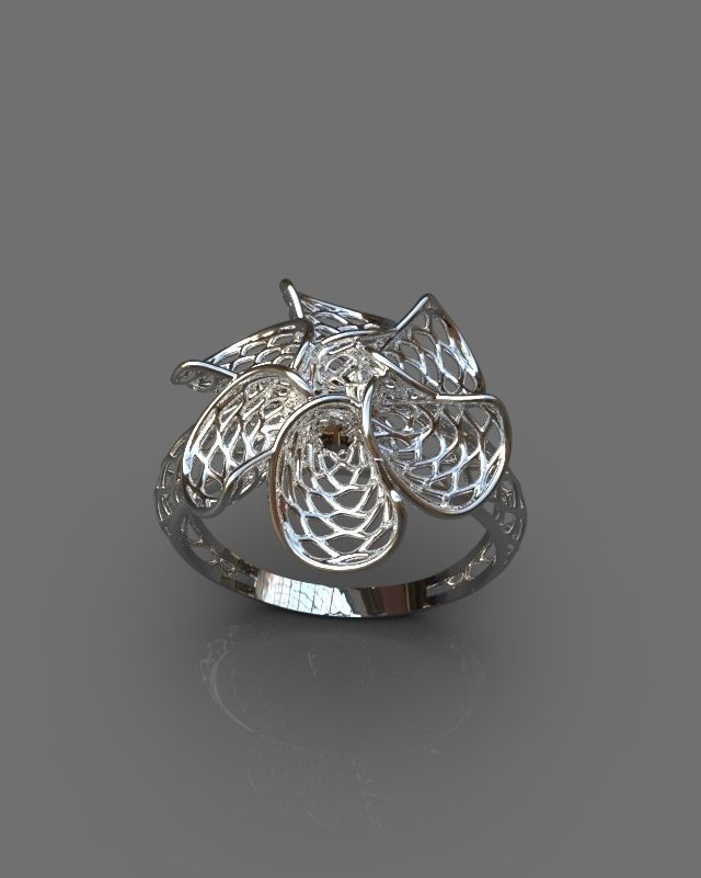 Floral ring 3D print model_8