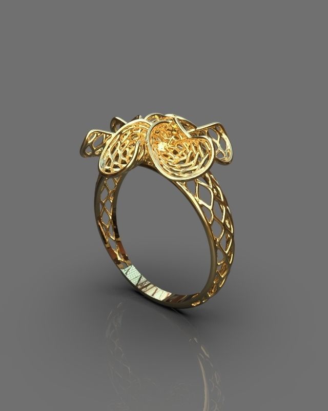 Floral ring 3D print model_3