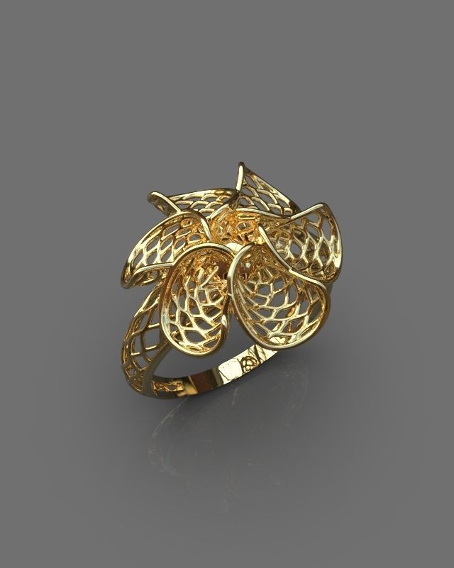 Floral ring 3D print model_9