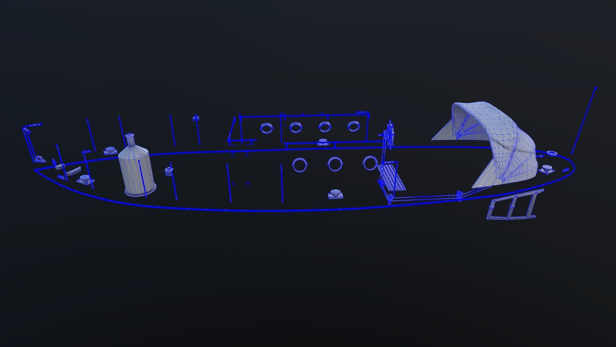 Motor Boat Low-poly 3D model_19