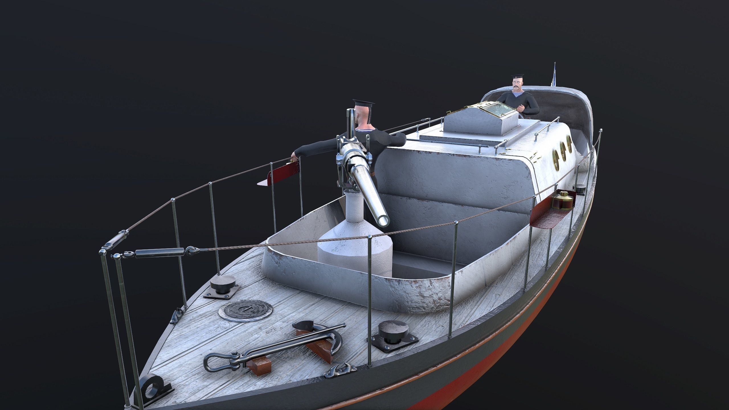 Motor Boat Low-poly 3D model_5