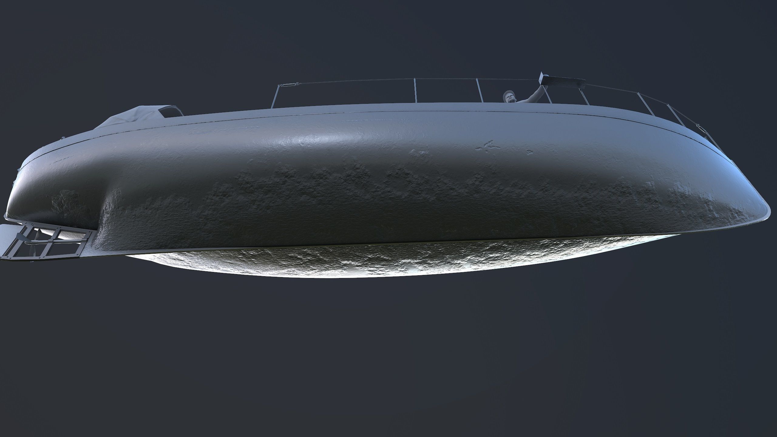 Motor Boat Low-poly 3D model_13