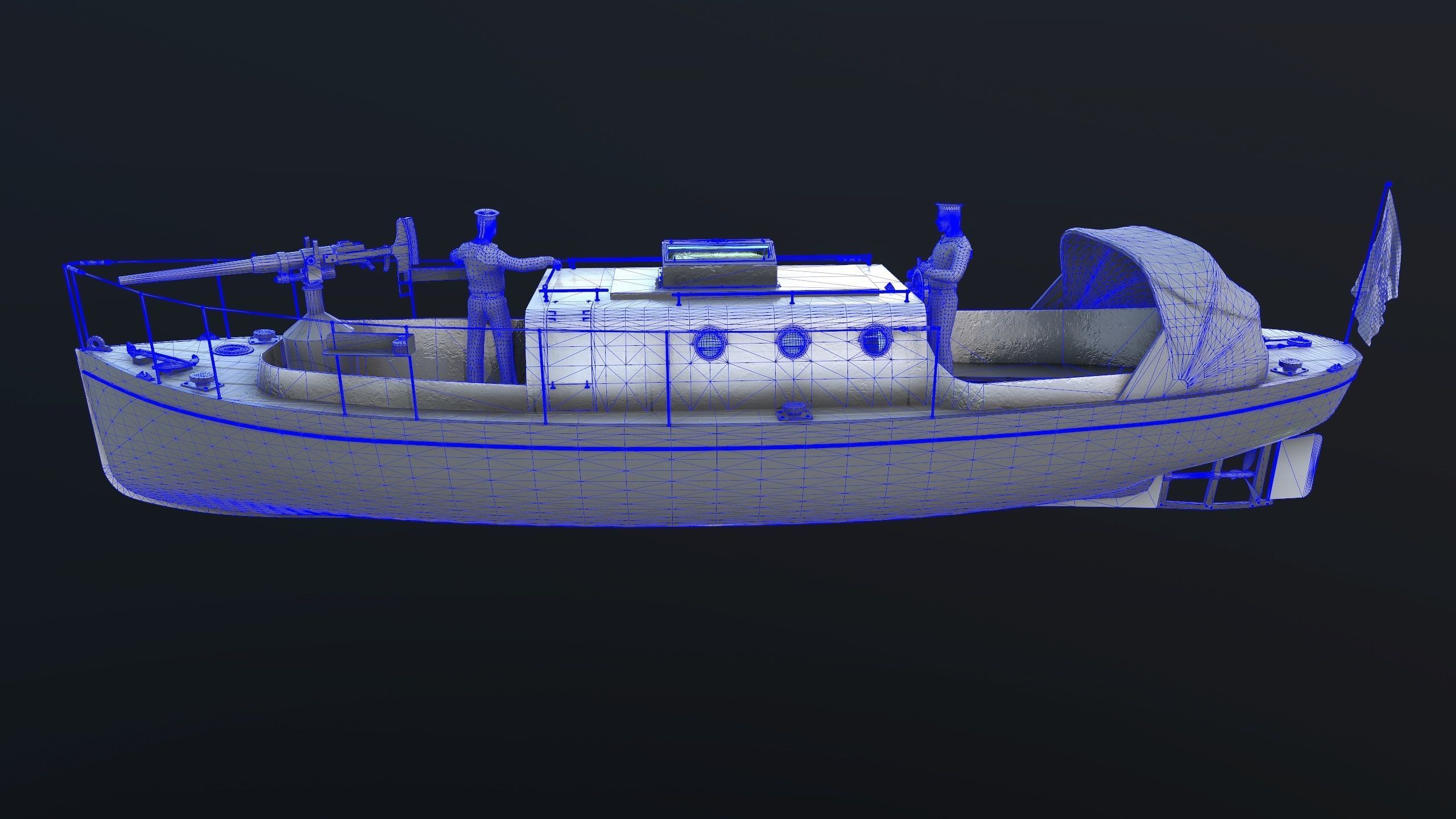 Motor Boat Low-poly 3D model_15