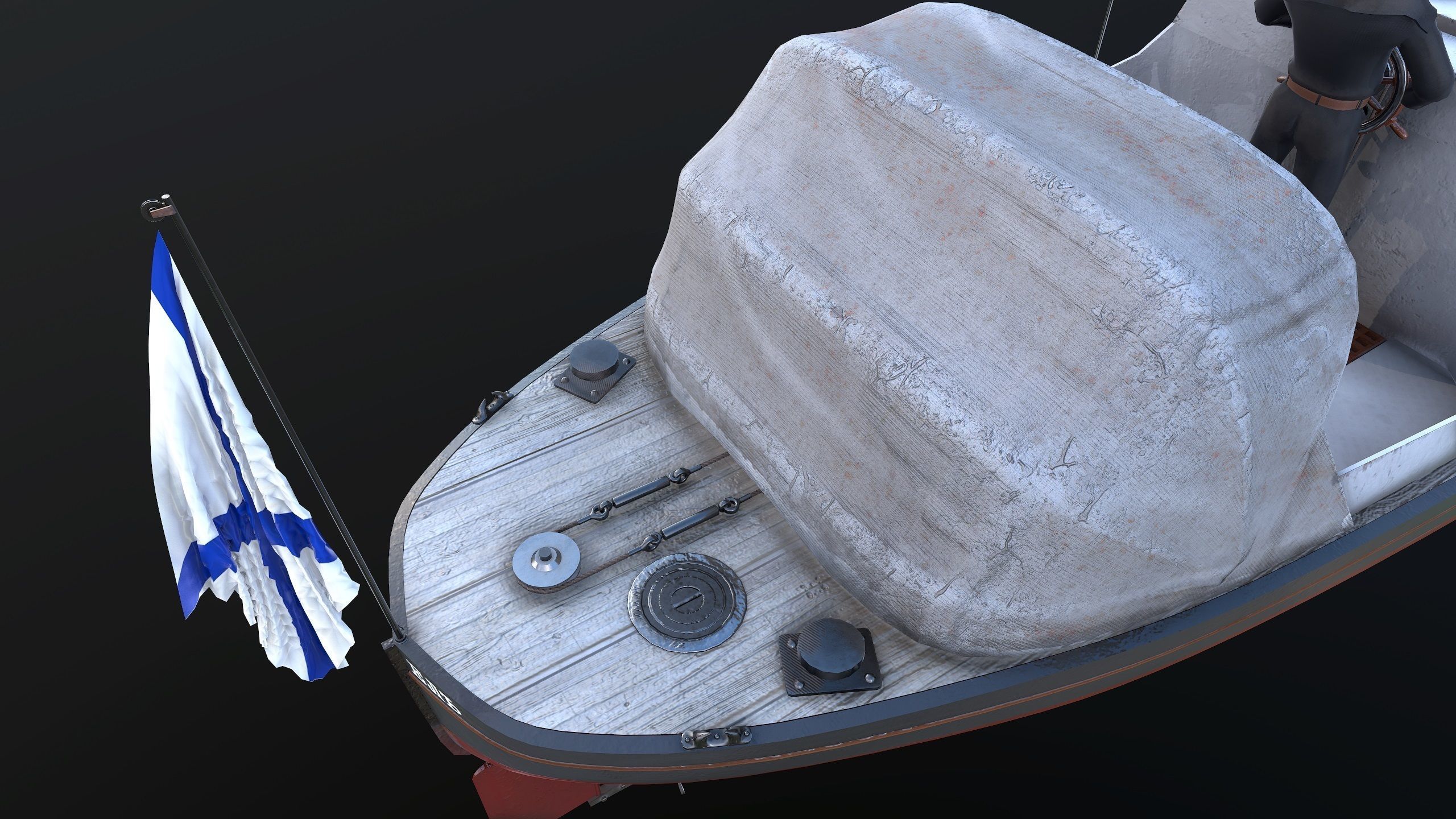 Motor Boat Low-poly 3D model_16