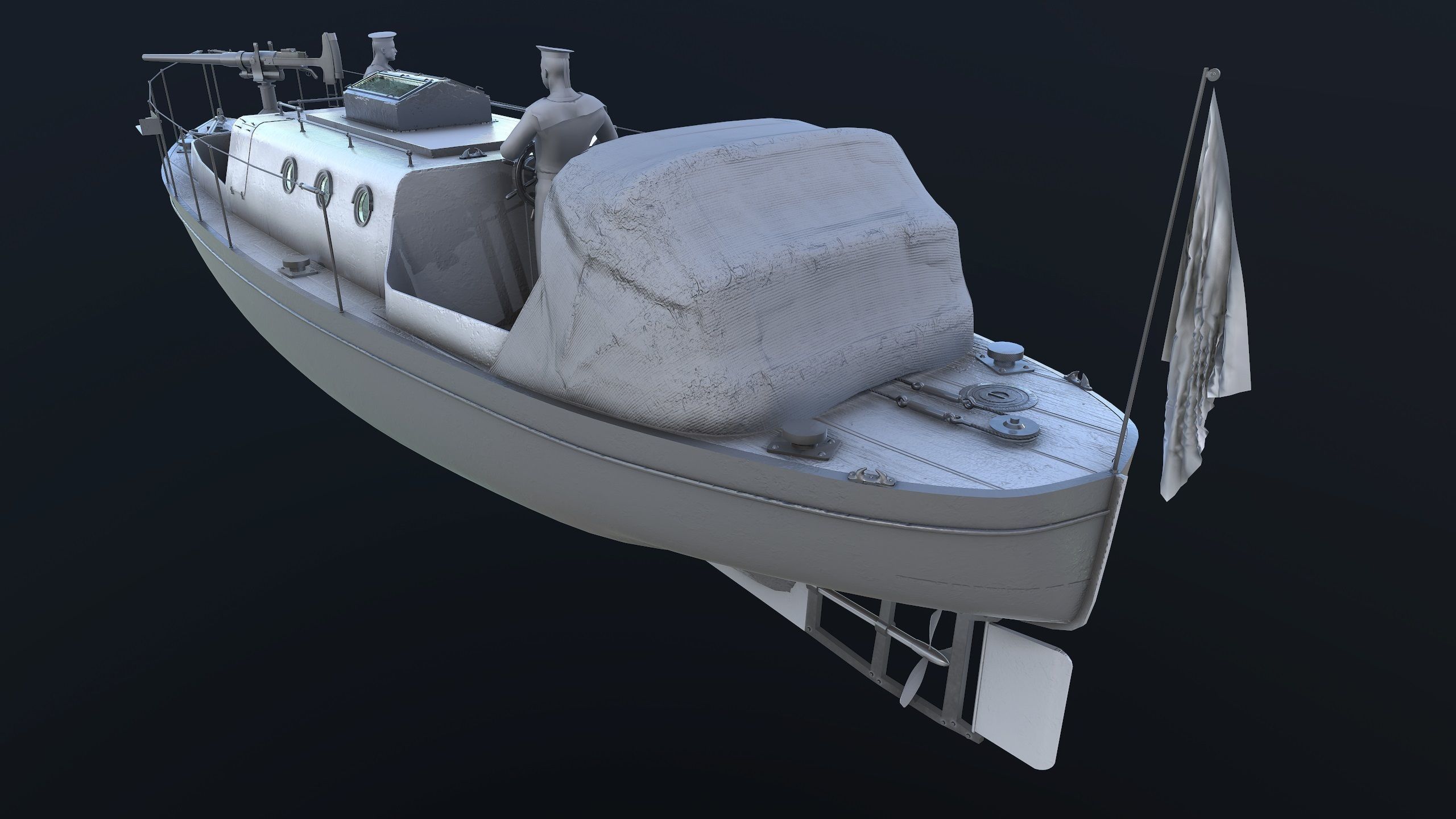 Motor Boat Low-poly 3D model_14