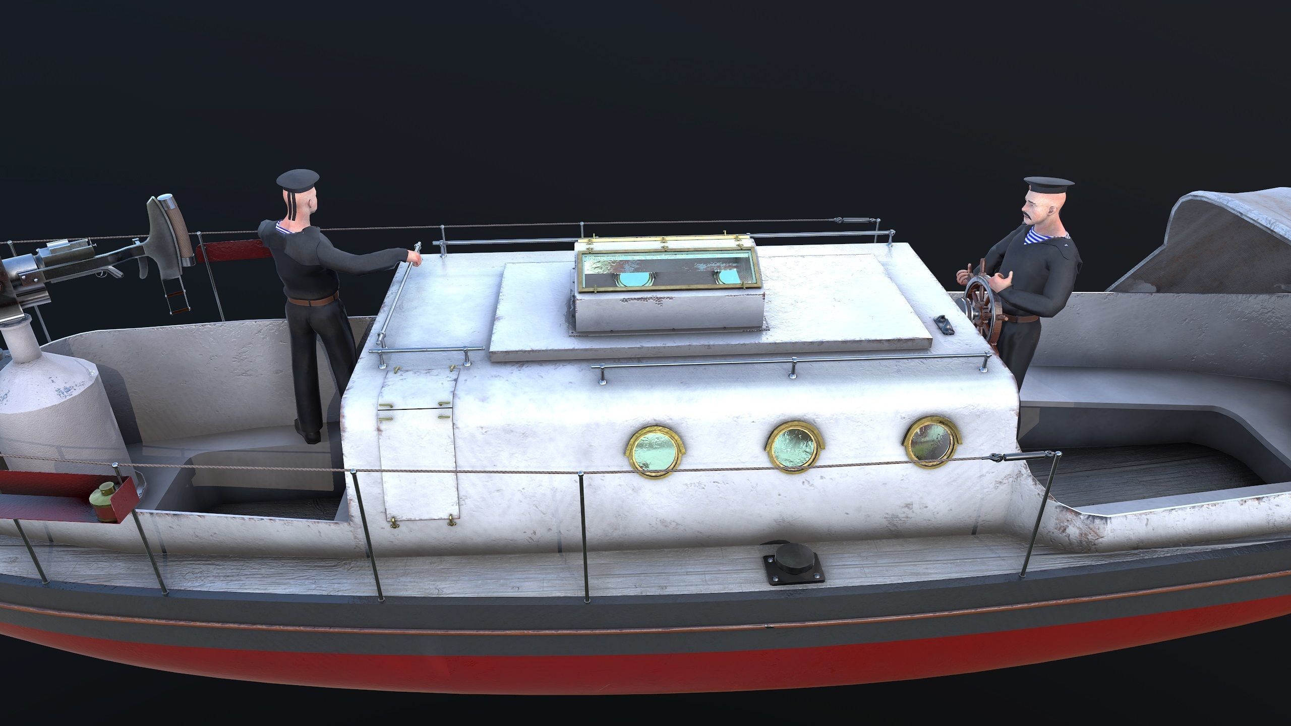 Motor Boat Low-poly 3D model_7