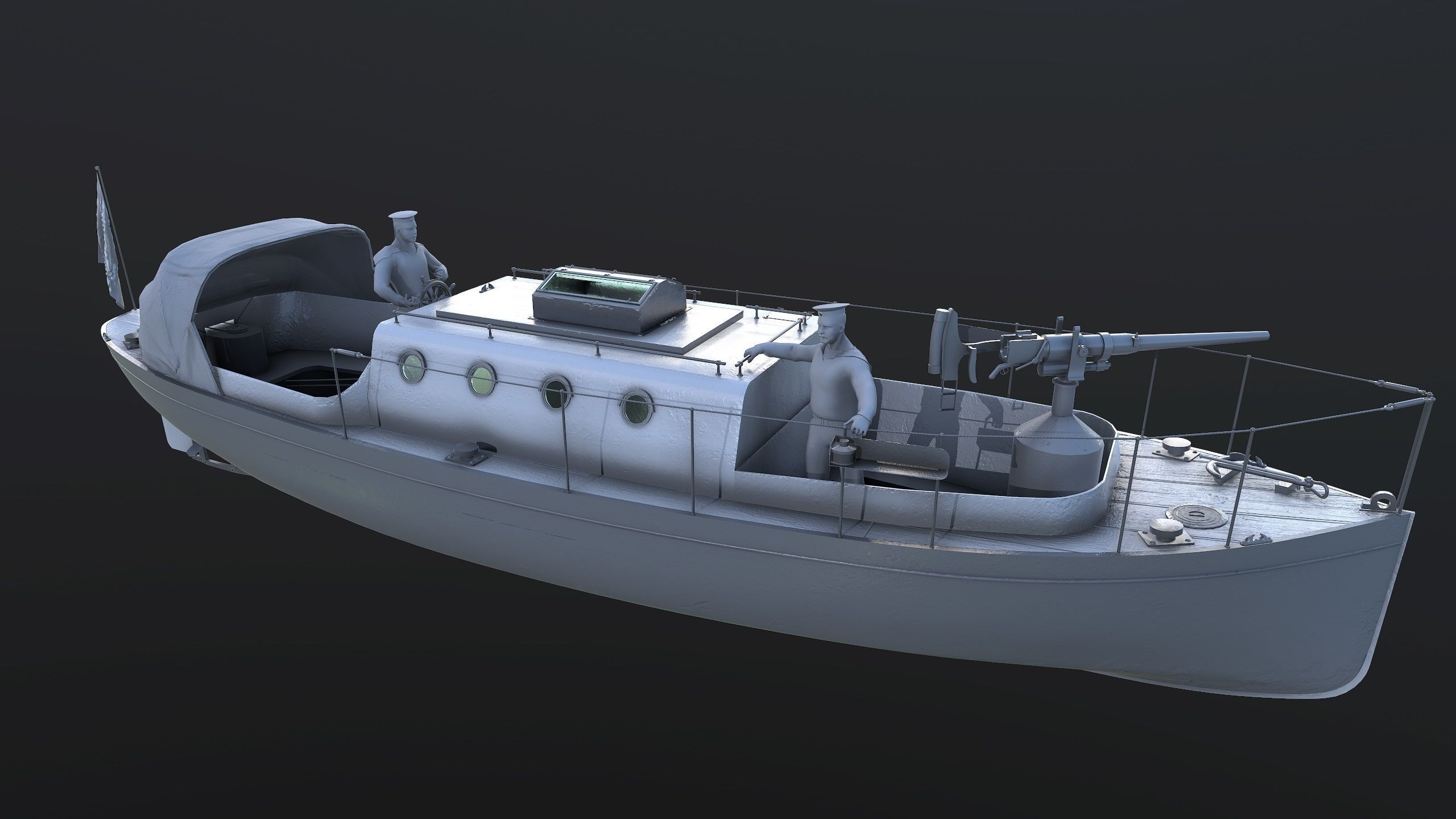 Motor Boat Low-poly 3D model_12