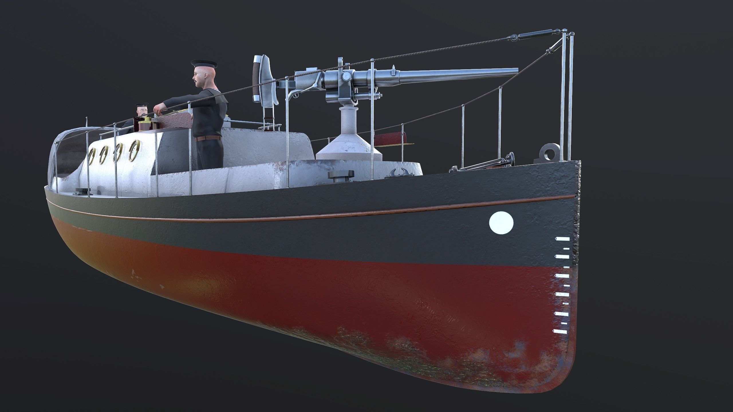 Motor Boat Low-poly 3D model_8