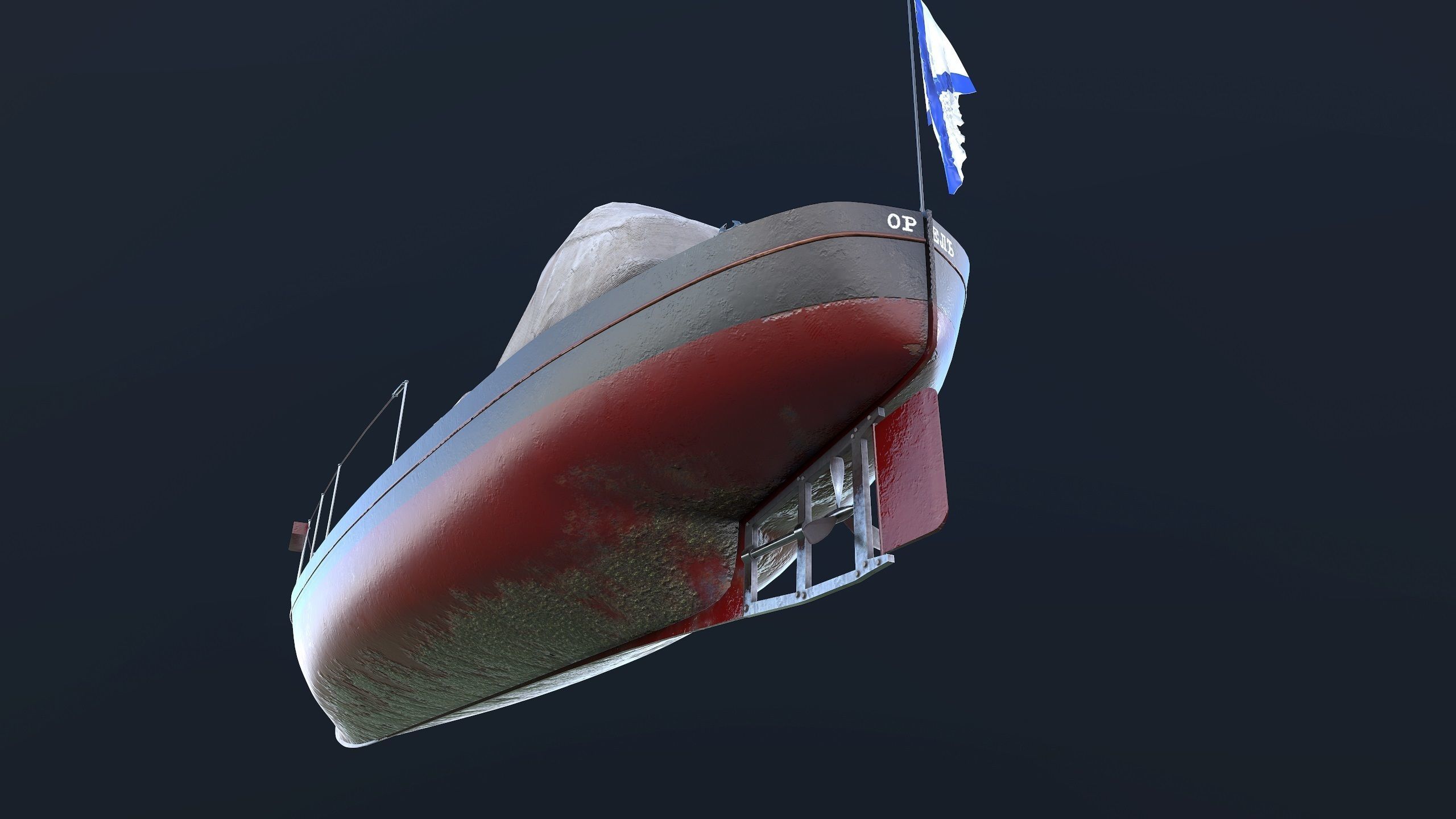 Motor Boat Low-poly 3D model_3