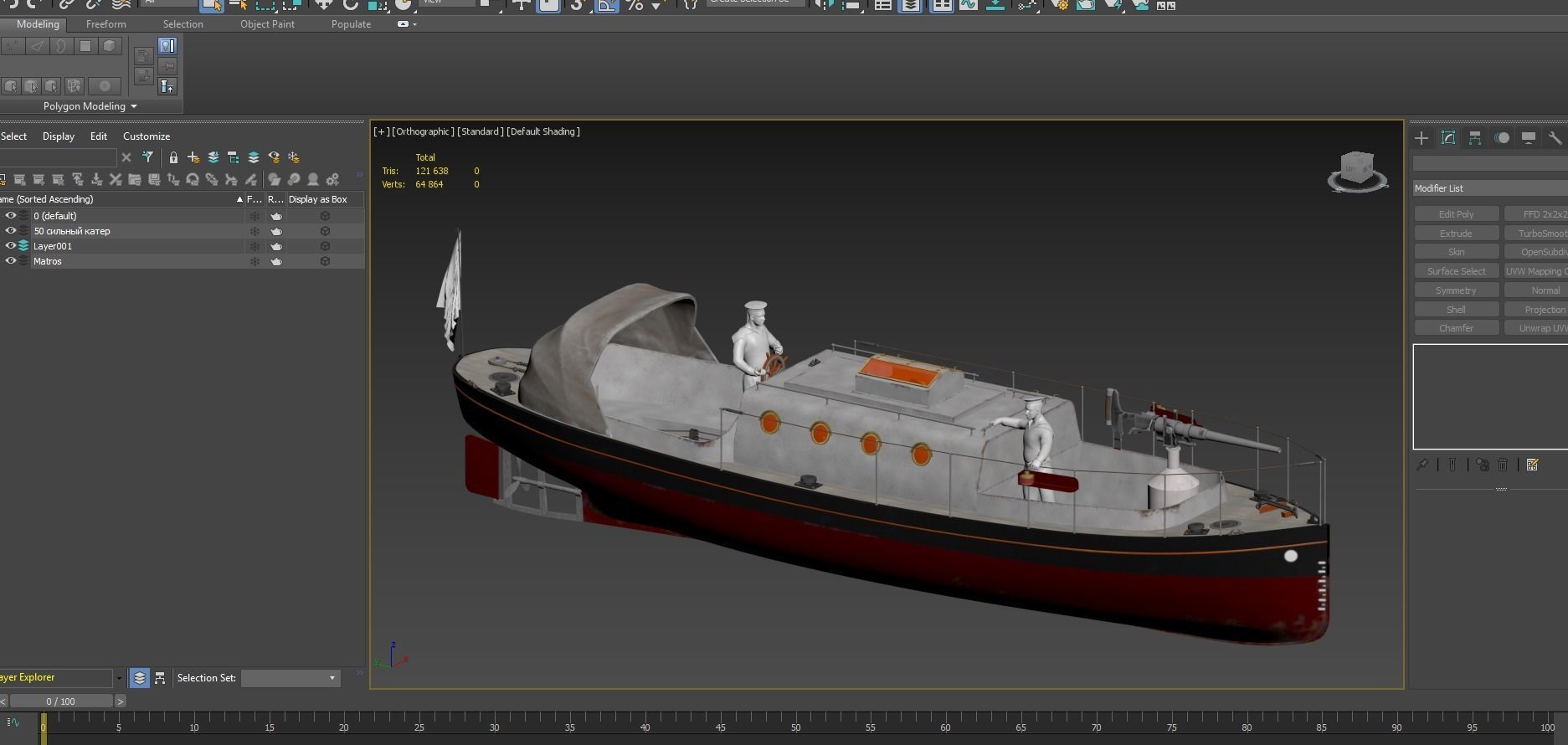 Motor Boat Low-poly 3D model_25