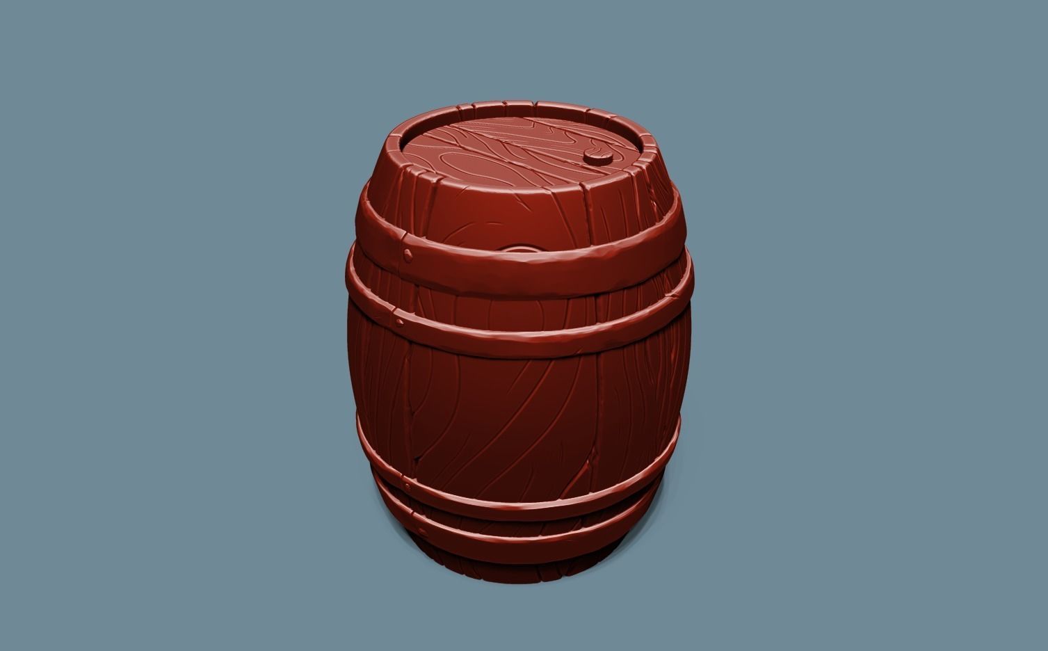 Stylized wooden barrel and box Low-poly 3D model_5