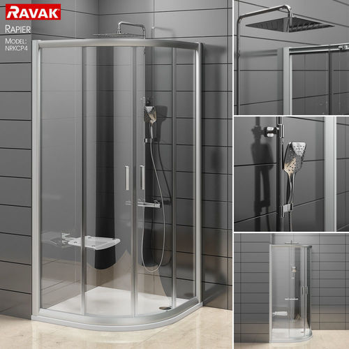Semicircular shower enclosures Ravak Rapier 3D model