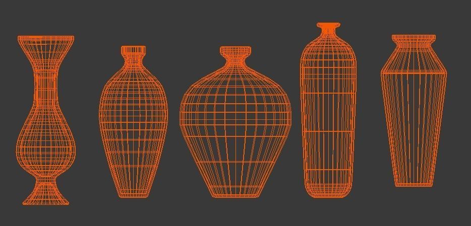 27 SIMPLE VASES Low-poly 3D model_2