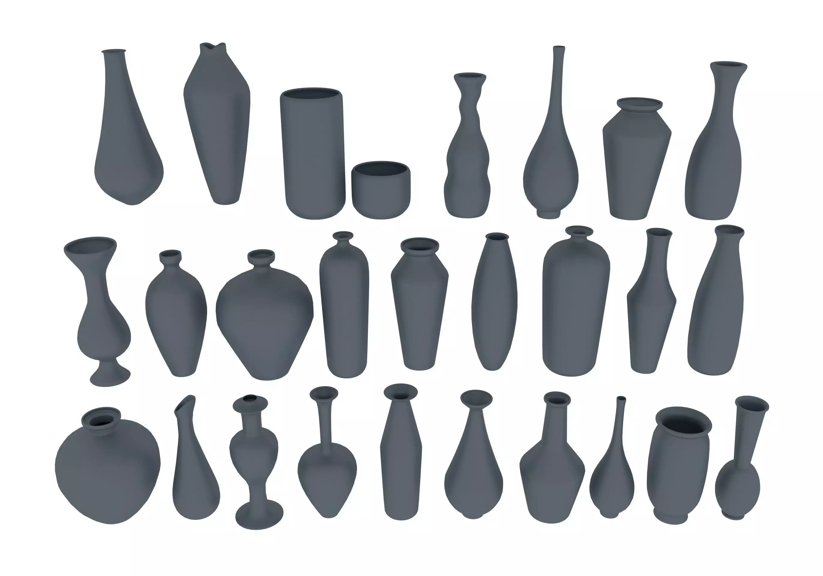 27 SIMPLE VASES Low-poly 3D model_0