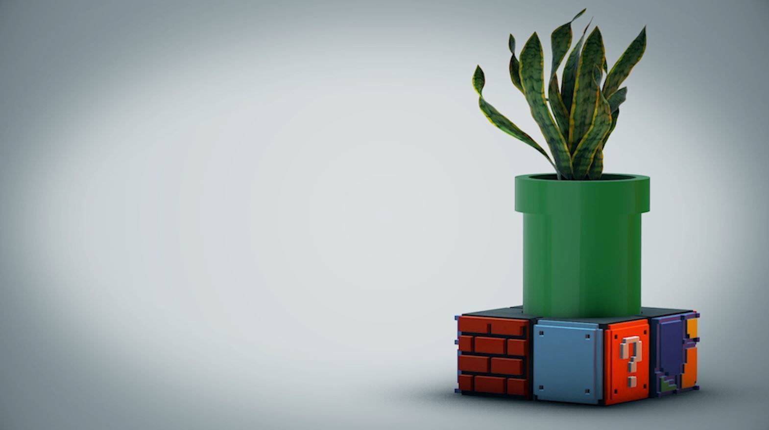 Mario Bros Small Desk Planter 3D Print Diorama 3D print model_13