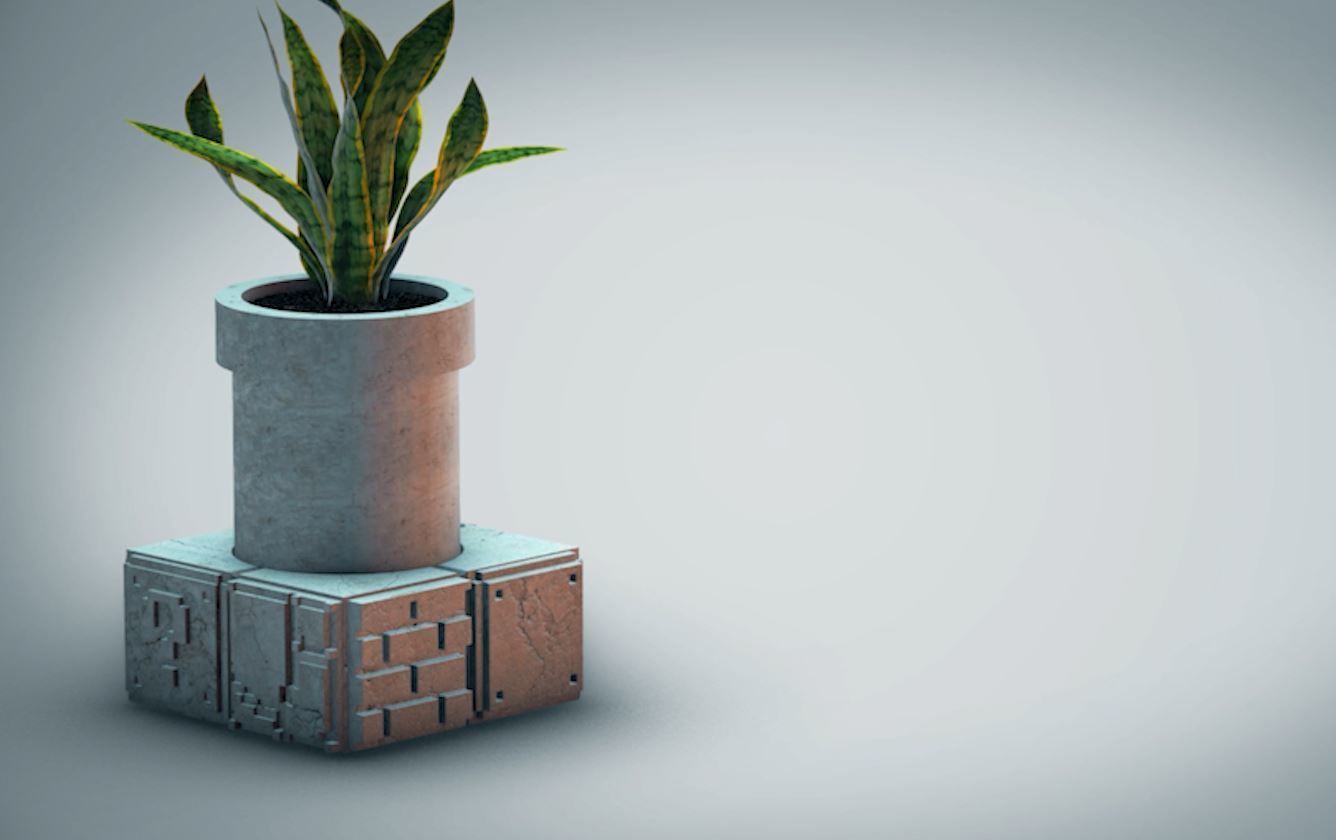 Mario Bros Small Desk Planter 3D Print Diorama 3D print model_8