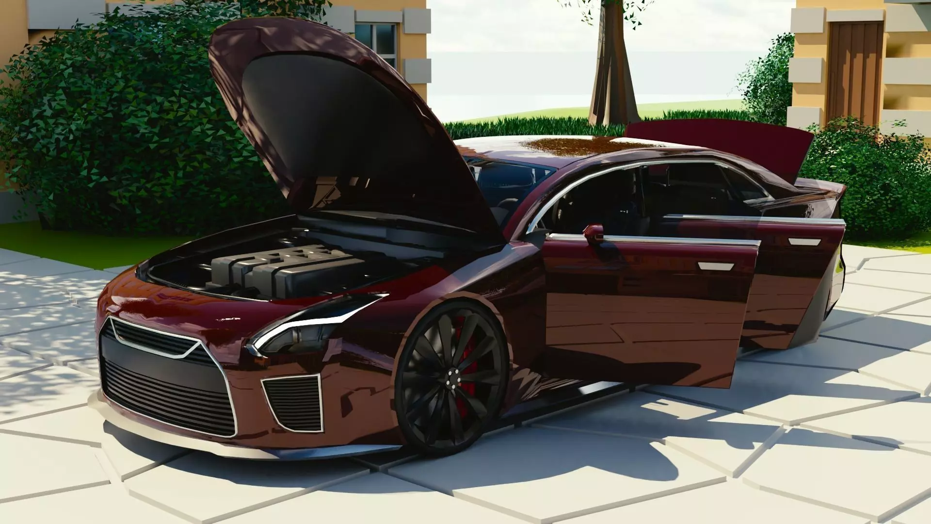 Generic Mid Size 4 Door Sedan With Sport Package Low-poly 3D model