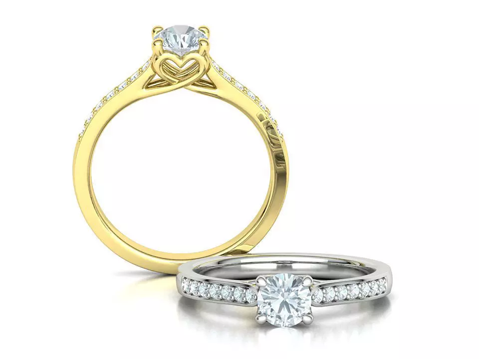 Diamond Heart Engagement ring 4 prongs Half Carat Stone 3D print model_0