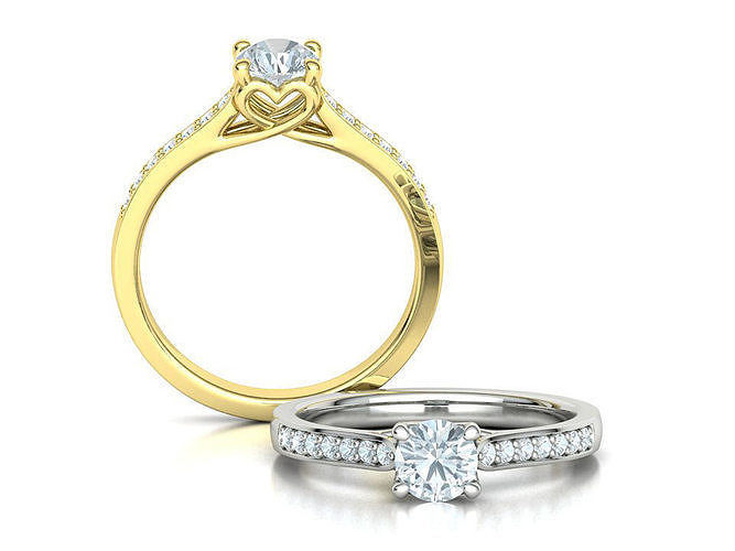 Diamond Heart Engagement ring 4 prongs Half Carat Stone 3D print model
