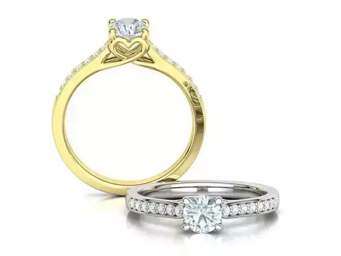 Diamond Heart Engagement ring 4 prongs Half Carat Stone 3D print model