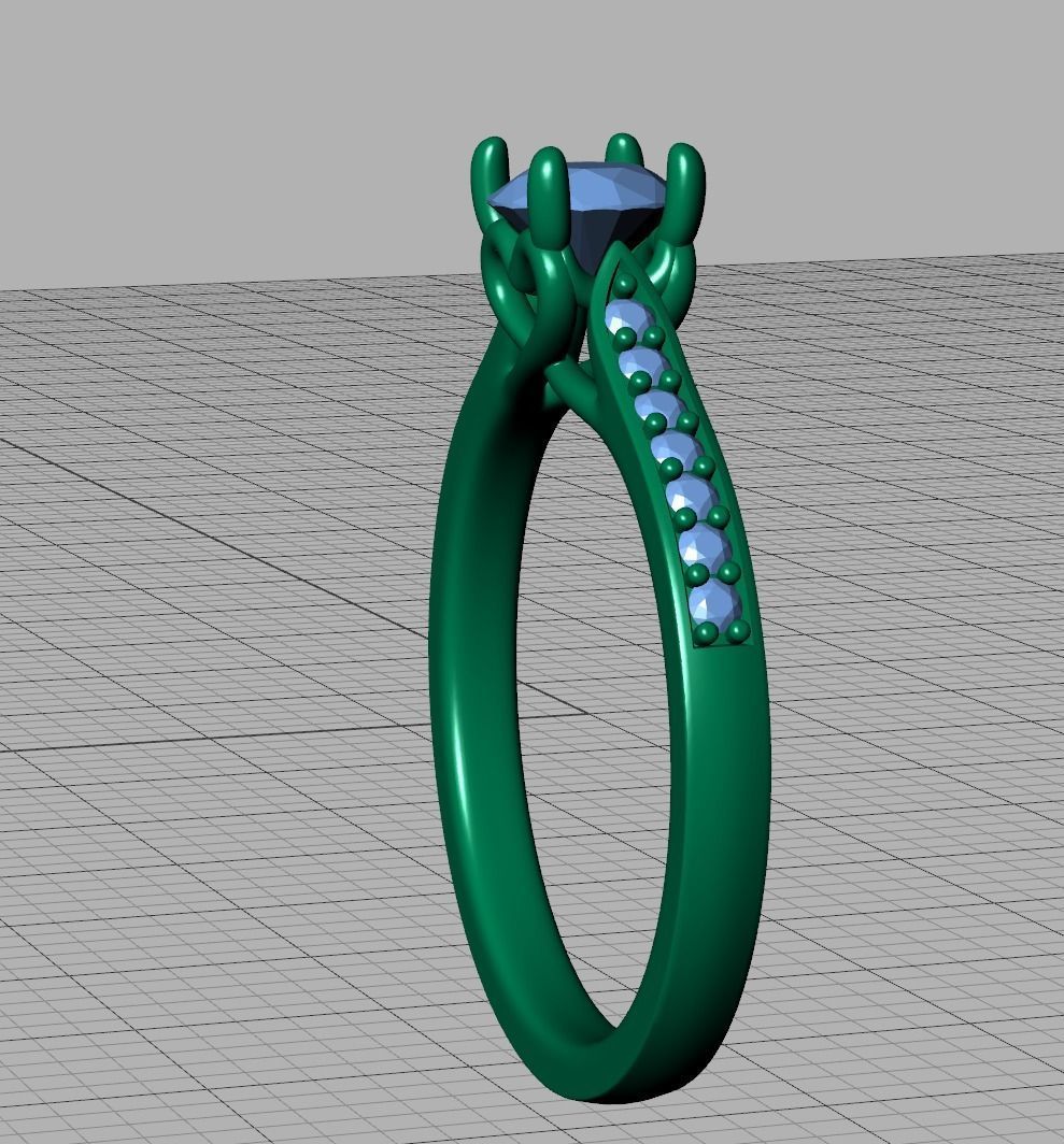 Diamond Heart Engagement ring 4 prongs Half Carat Stone 3D print model_12