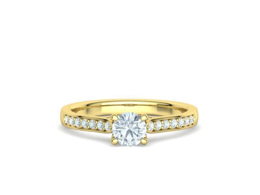 Diamond Heart Engagement ring 4 prongs Half Carat Stone 3D print model_23