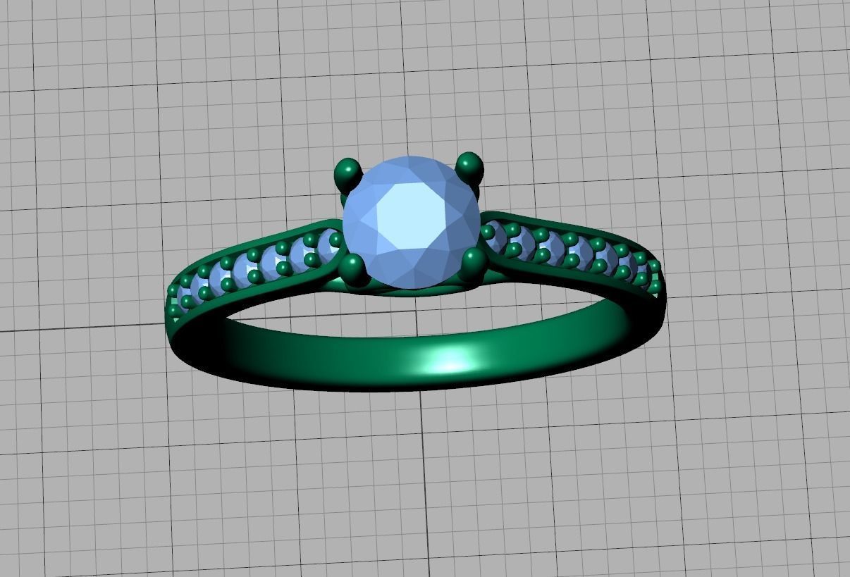 Diamond Heart Engagement ring 4 prongs Half Carat Stone 3D print model_15