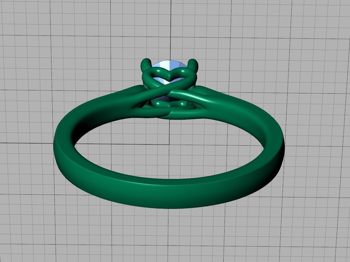 Diamond Heart Engagement ring 4 prongs Half Carat Stone 3D print model_14