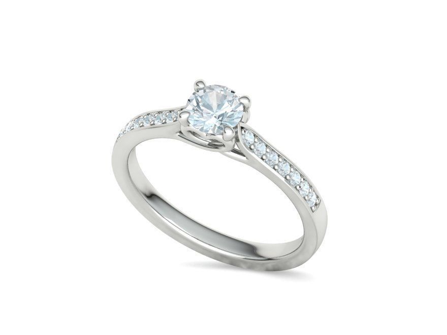 Diamond Heart Engagement ring 4 prongs Half Carat Stone 3D print model_28