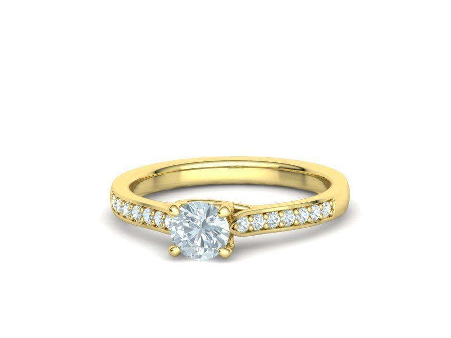 Diamond Heart Engagement ring 4 prongs Half Carat Stone 3D print model_17