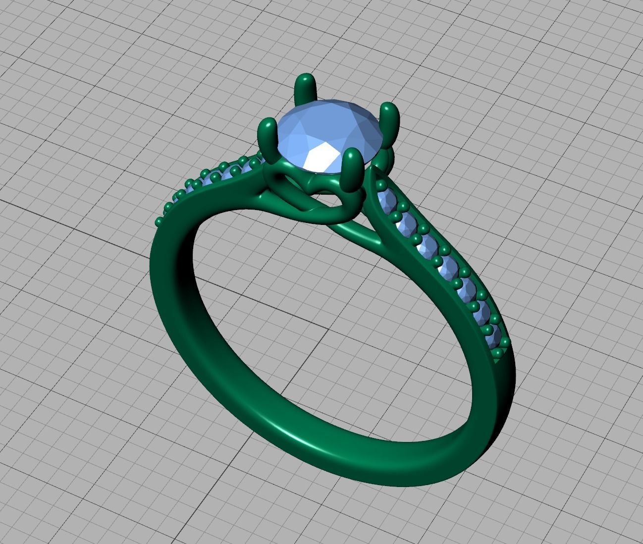 Diamond Heart Engagement ring 4 prongs Half Carat Stone 3D print model_11