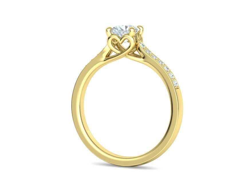 Diamond Heart Engagement ring 4 prongs Half Carat Stone 3D print model_32