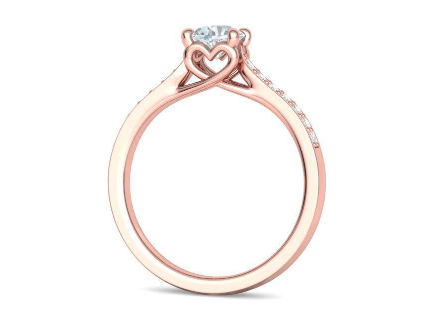 Diamond Heart Engagement ring 4 prongs Half Carat Stone 3D print model_27