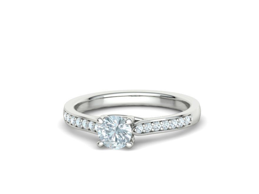 Diamond Heart Engagement ring 4 prongs Half Carat Stone 3D print model_16