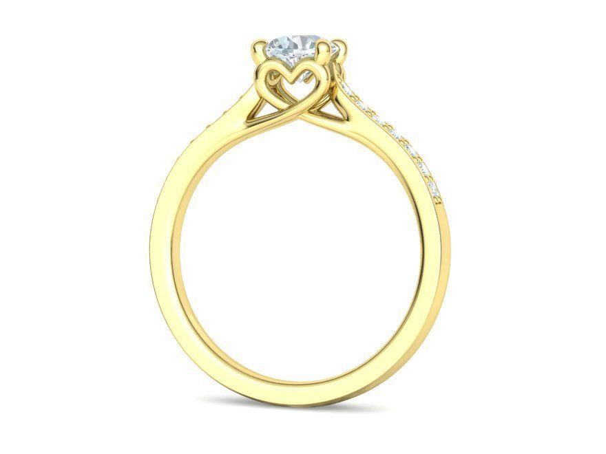 Diamond Heart Engagement ring 4 prongs Half Carat Stone 3D print model_26