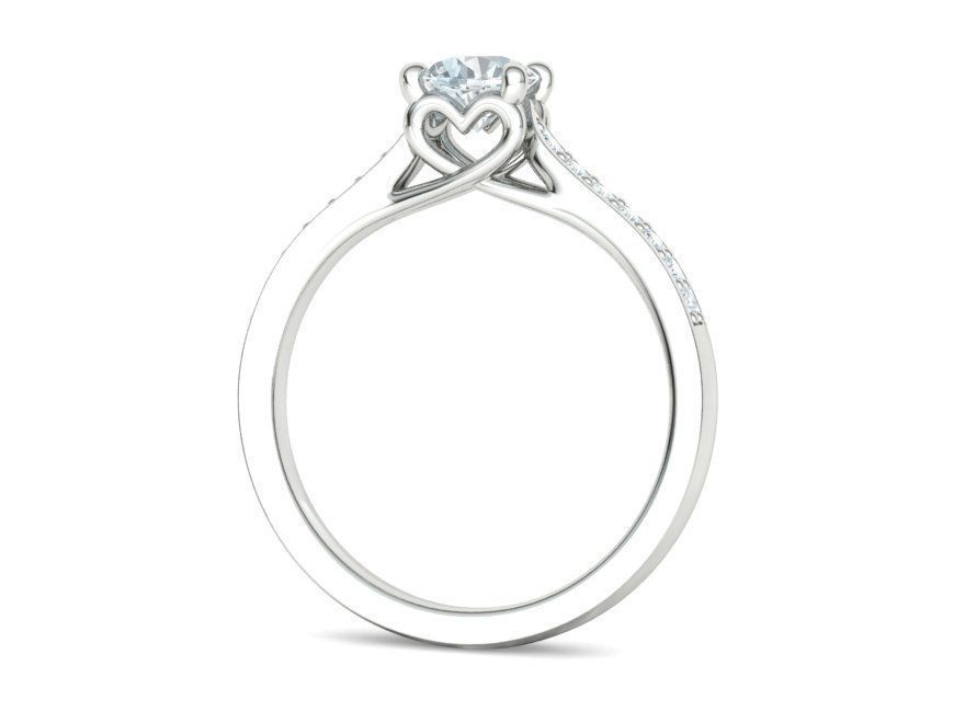 Diamond Heart Engagement ring 4 prongs Half Carat Stone 3D print model_25