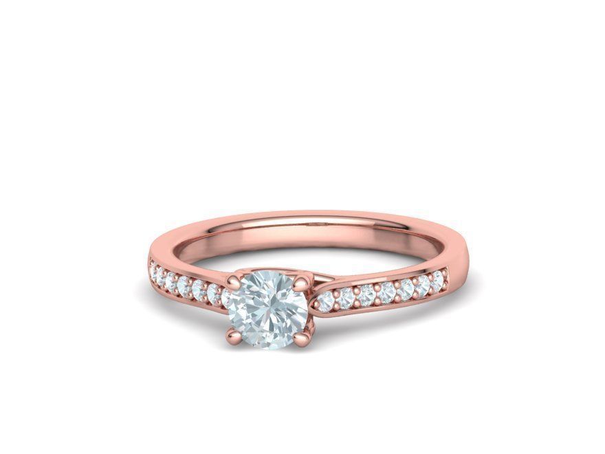 Diamond Heart Engagement ring 4 prongs Half Carat Stone 3D print model_18