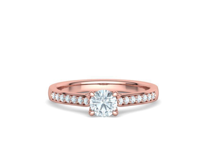 Diamond Heart Engagement ring 4 prongs Half Carat Stone 3D print model_24