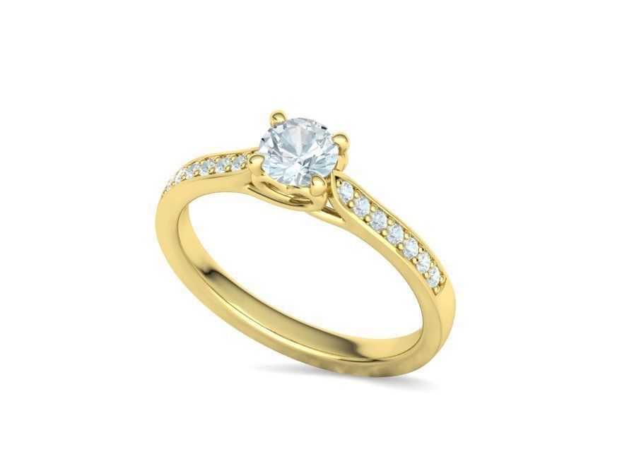 Diamond Heart Engagement ring 4 prongs Half Carat Stone 3D print model_29