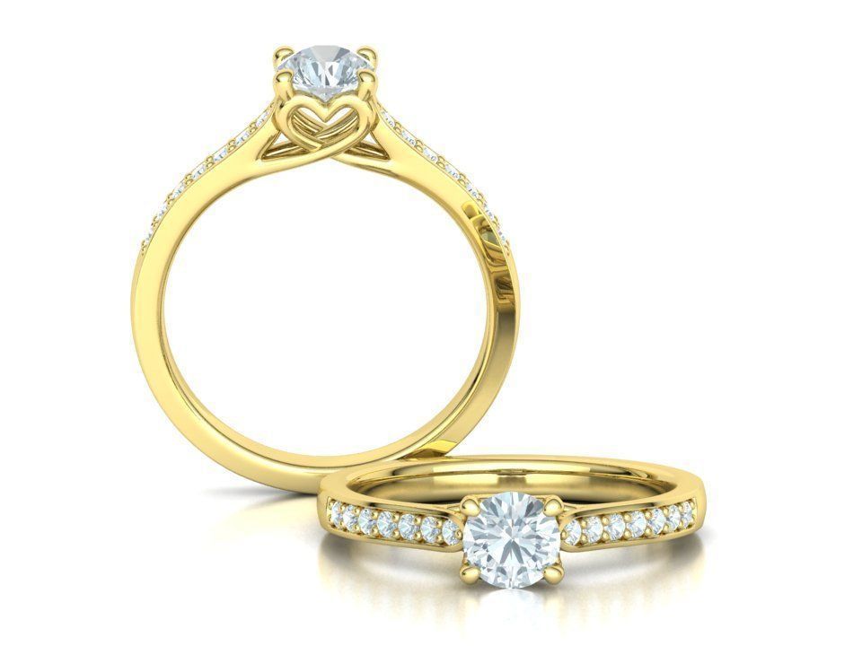 Diamond Heart Engagement ring 4 prongs Half Carat Stone 3D print model_2