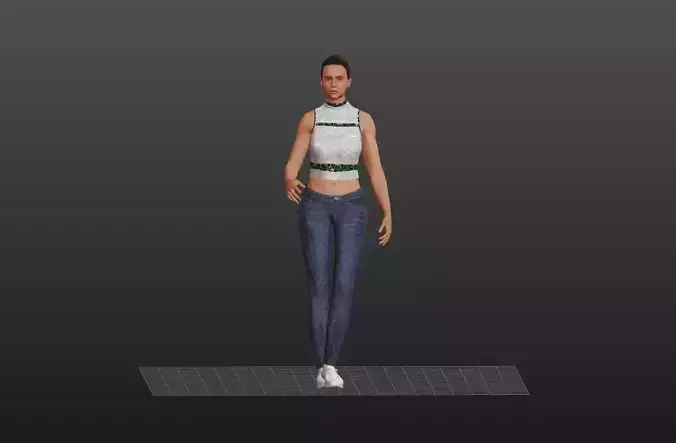 Athlete Girl in Jeans Low-poly 3D model