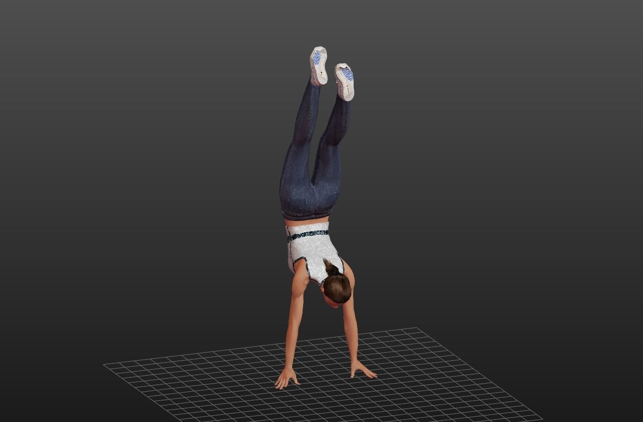 Athlete Girl in Jeans Low-poly 3D model_4